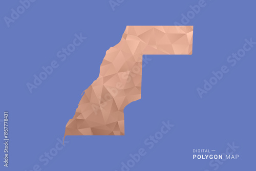 Western Sahara Map - Orange Polygon Vector Illustration on Deep Blue Background, Low Poly Geometric Design, Modern Abstract Country Silhouette for Infographics and Presentation Use.