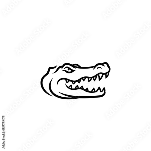 Black and white alligator head drawing 1.