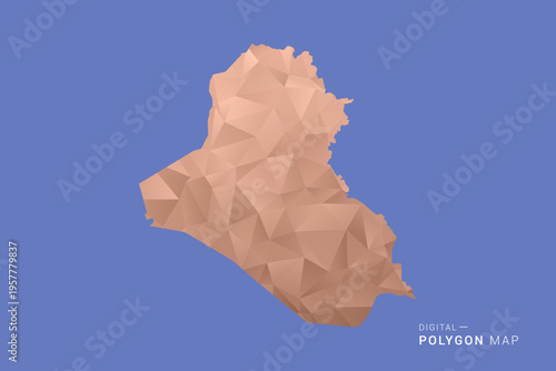 Iraq Map - Orange Polygon Vector Illustration on Deep Blue Background, Low Poly Geometric Design, Modern Abstract Country Silhouette for Infographics and Presentation Use.