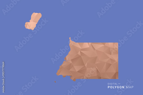 Equatorial Guinea Map - Orange Polygon Vector Illustration on Deep Blue Background, Low Poly Geometric Design, Modern Abstract Country Silhouette for Infographics and Presentation Use.