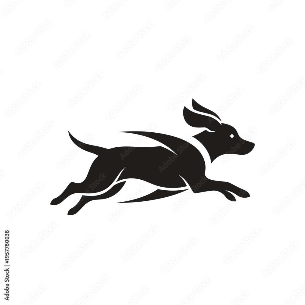 Obraz premium Black silhouette of a running dog 1.