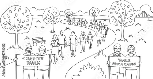 outdoor festival, people walking