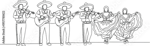 mariachi band playing music with dancers