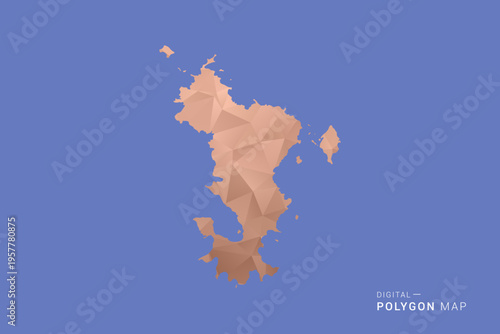 Mayotte Map - Orange Polygon Vector Illustration on Deep Blue Background, Low Poly Geometric Design, Modern Abstract Country Silhouette for Infographics and Presentation Use.