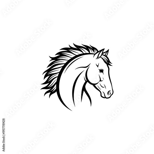 Black and white horse head drawing.