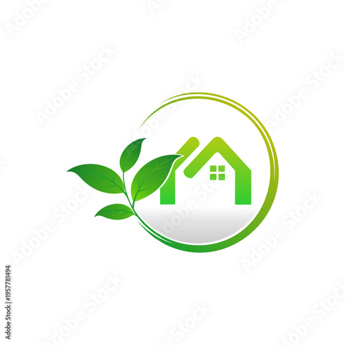 Green trees vector logo icon, With white background