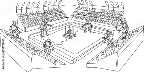 Ancient arena with gladiators fighting