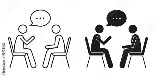 Two pairs of people seated facing each other in conversation