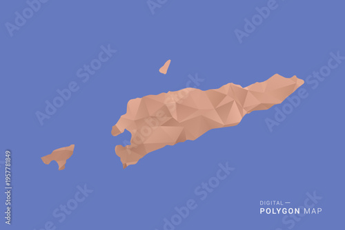 Timor Leste Map - Orange Polygon Vector Illustration on Deep Blue Background, Low Poly Geometric Design, Modern Abstract Country Silhouette for Infographics and Presentation Use.