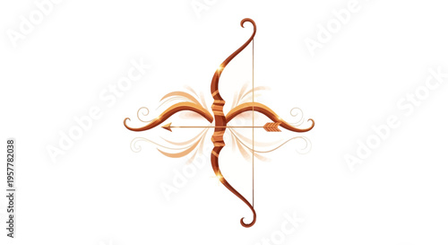 Vector illustration of a golden bow and arrow with intricate design and ornamentation for Ram Navami festival celebration in India