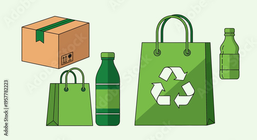 Eco friendly shopping bag and bottles.