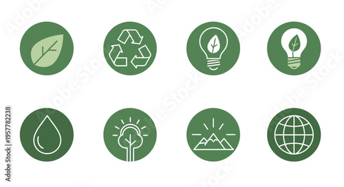 Eco friendly icons for sustainable living.