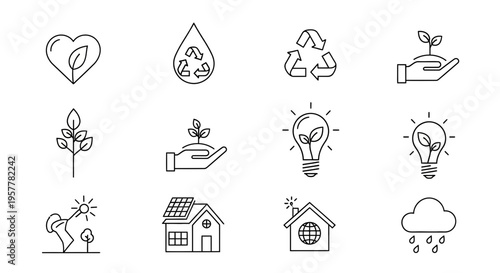Eco friendly icons for sustainable living.