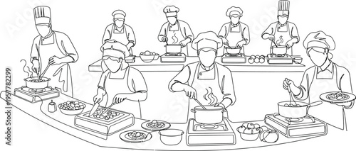 Chefs cooking together in a kitchen