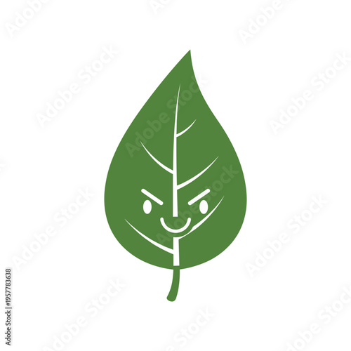 Green leaf with face expression.