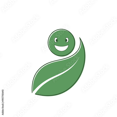 Green Smiling Face on a Leaf.