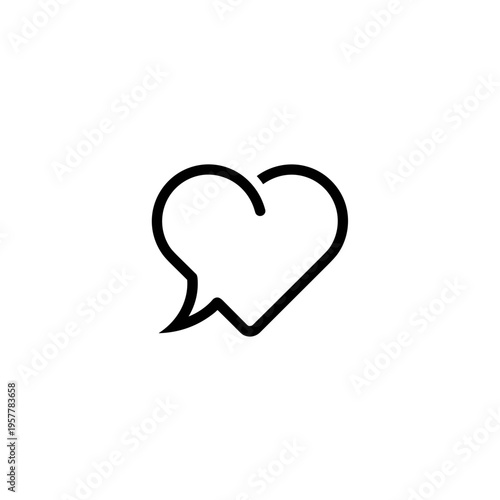 Heart shaped speech bubble icon.