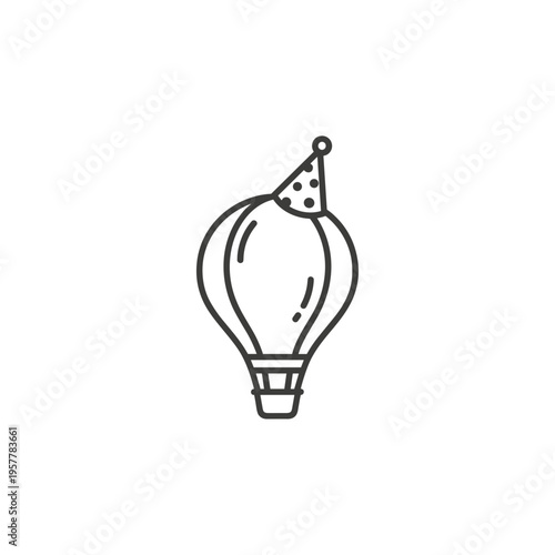 Hot air balloon with party hat.