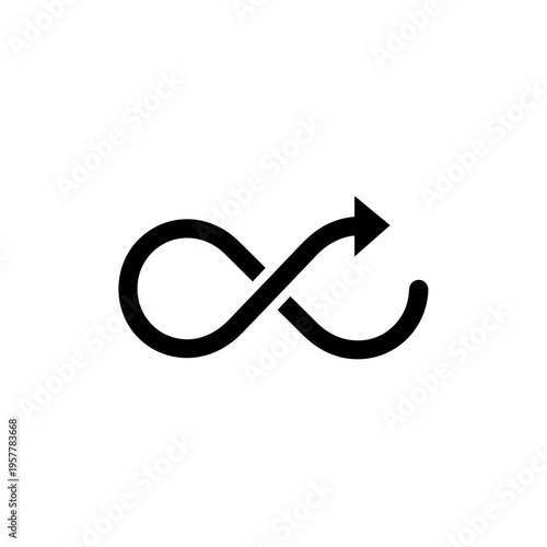 Infinity symbol with arrow sign.