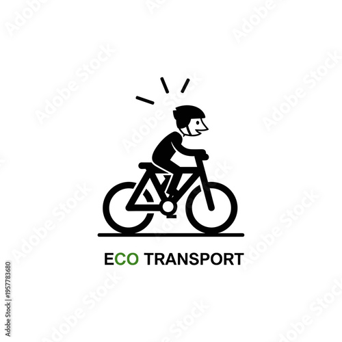 Man riding bicycle eco transport.
