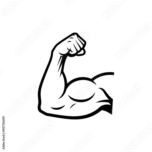 Muscular Arm Flexed Bicep Illustration.