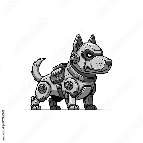 Robotic dog with futuristic design.