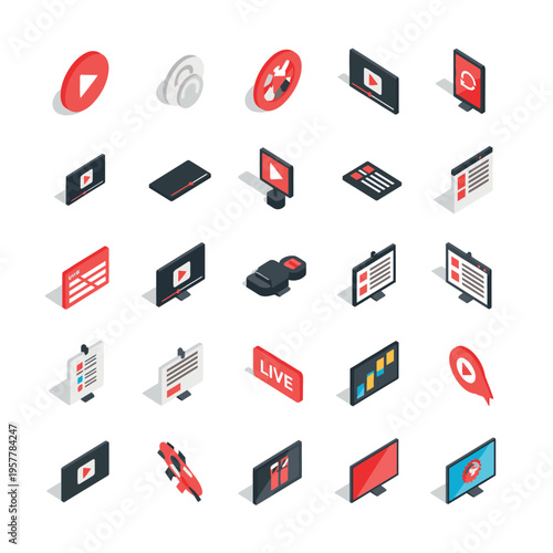 Collection of modern video streaming icons.