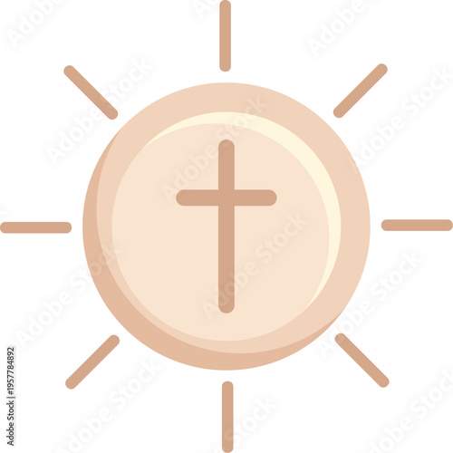 Holy Eucharist Host With Radiant Cross Symbol
