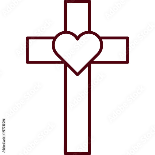 Christian Cross With Heart Symbol Of Love