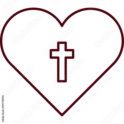 Sacred Heart With Cross Christian Symbol