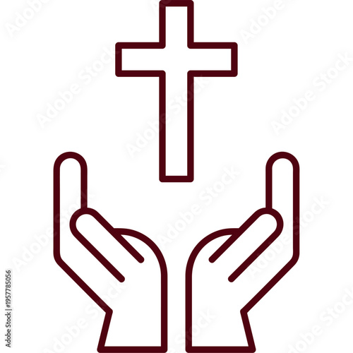 Praying Hands With Cross Christian Faith Symbol
