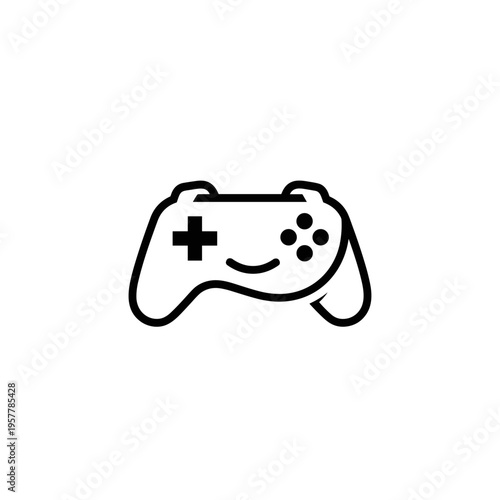 Smiling video game controller icon.