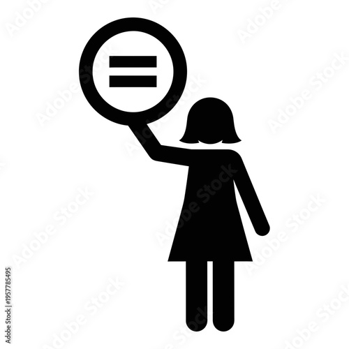 woman holding equality sign symbol.