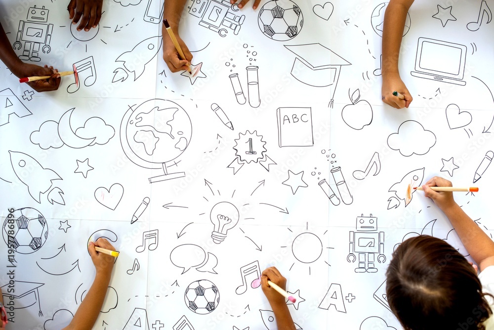 Obraz premium Children drawing educational doodles