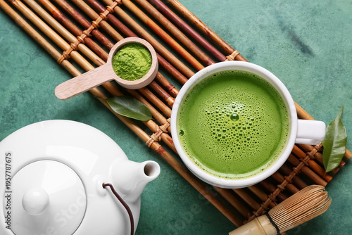 Bamboo tray with cup of tas...
