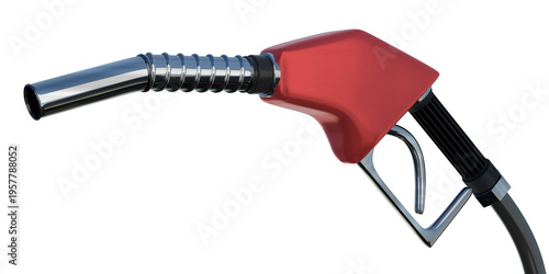 Red fuel nozzle side view on transparent background - 3d illustration