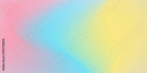 Abstract clear blue sky. Pastel rainbow. Light blue, pink and yellow color banner. Pastel gradient sky pattern. Blurred, light, soft backdrop colorful gradient background. Vector illustration