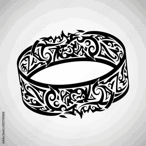 Black and white ornate tribal arm band design.