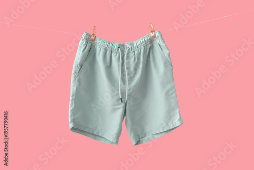 Swimming trunks hanging on ...