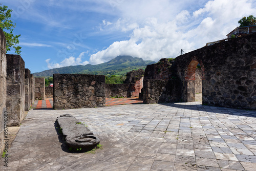 Tableau sur toile Historical remains of the ruins of the Saint-Pierre theatre, destroyed by the er