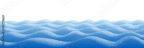 Vector drawing of sea waves, seamless border, , noisy texture