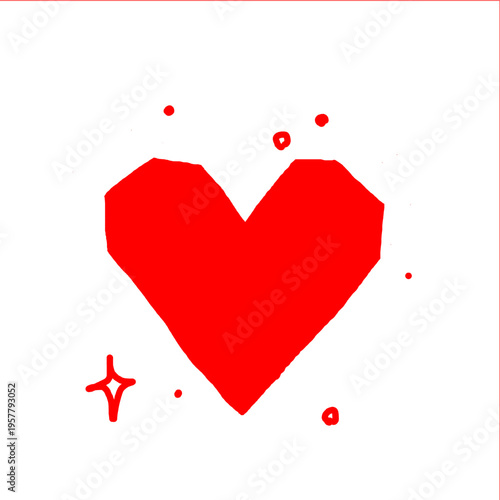 Doodle heart love sketch. Red hand drawn heart love isolated on white background. Valentines Day. Doodle heart vector.