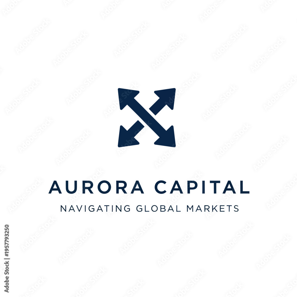 Obraz premium Aurora Capital Logo - Navigating Global Markets with Arrow Compass Symbol.