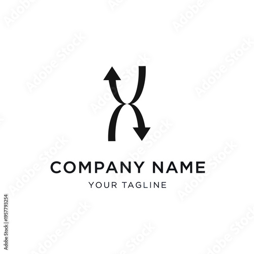 Abstract X-shaped logo featuring arrows pointing in opposite directions, symbolizing exchange or transformation.