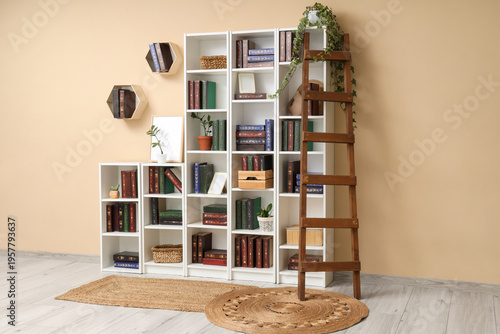 Interior of home library wi...