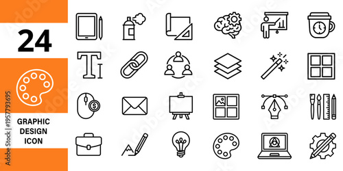Graphic design icons: tools, software, creativity, and digital art elements