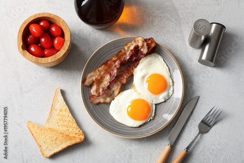 Plate with tasty fried eggs...