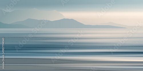 Minimalistic seascape, picturesque gloomy northern sea, vector illustration