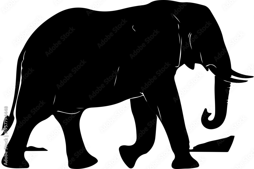 Fototapeta premium Black elephant silhouette vector illustration