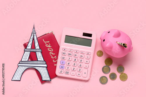 Calculator with piggy bank,...
